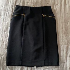 Black Midi Skirt with Gold Detail